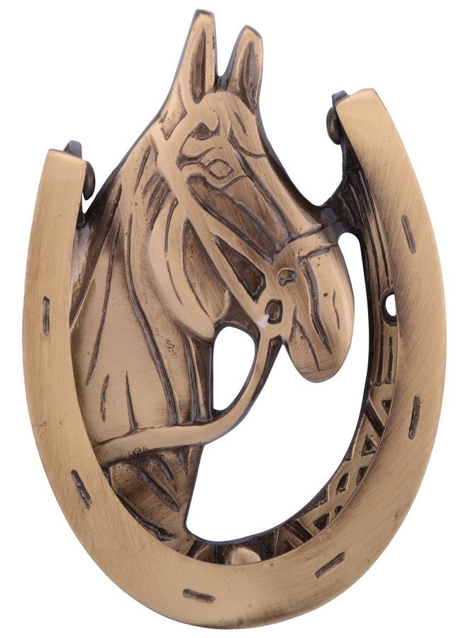 آيس مطرقة باب على شكل حدوة حصان من النحاس الأصفر العتيق (5 بوصات × 4.5 بوصات) - Image 1